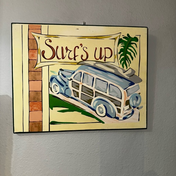 12 by 9 Beach house Surfs Up Plaque - Picture 2 of 3